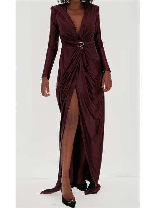 Red carpet dress in lycra with knot and logo accessory ELISABETTA FRANCHI | AB72947E2.CG3